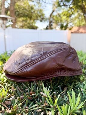 Genuine Leather Brown Newsboy Cap Ivy Hat Adjustable Unisex